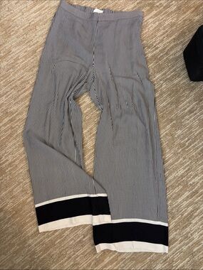 H&M Wide-Leg Striped Pants in Black and White